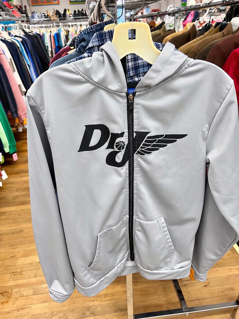 dr. j zip up hoodie size xl gray